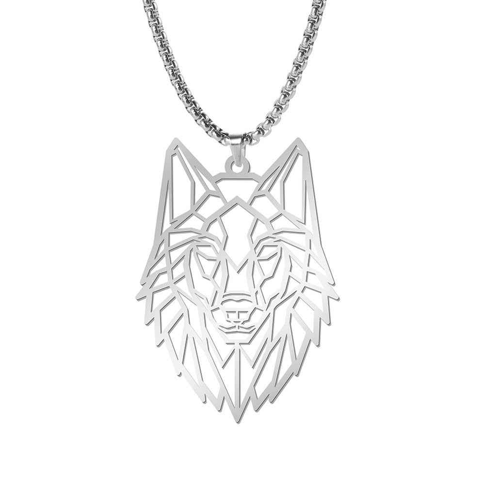 My Shape Wolf Pendant Necklace - 316L Stainless Steel Hollow Cut-Out Forest Animal Jewelry for Men & Women - Pedlar's Attic