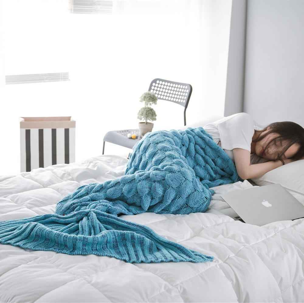 Mermaid Blanket Blankets Knitting Fish Tail Blanket Sofa Cover Birthday Gifts For Girls - Pedlar's Attic