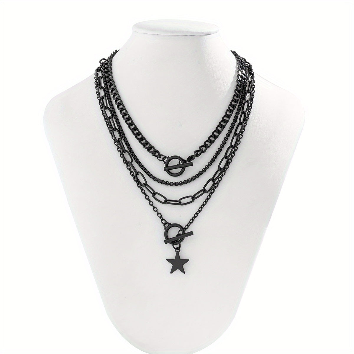 4pcs/Set Retro Gothic Style Love Star Alloy Pendant Multi-piece Combination Necklace For Women Party Club Decor