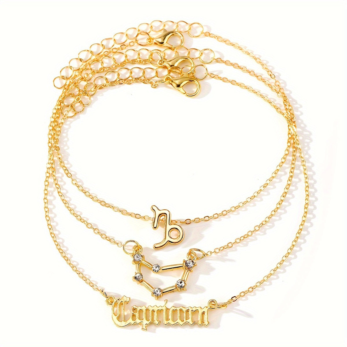 3 Pieces/ Set Golden Zodiac Anklets Set, Bohemian Elegant Ladies Multi-Piece Chain, Fashion Astrological Sign Charms For Women
