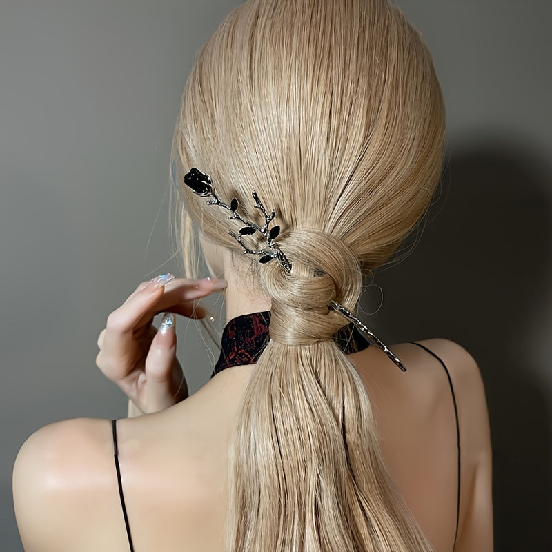 1pc Gothic Style Hair Pin Rose Vine Decoration Hair Dish Stylish Hair Decorative Accessories For Women