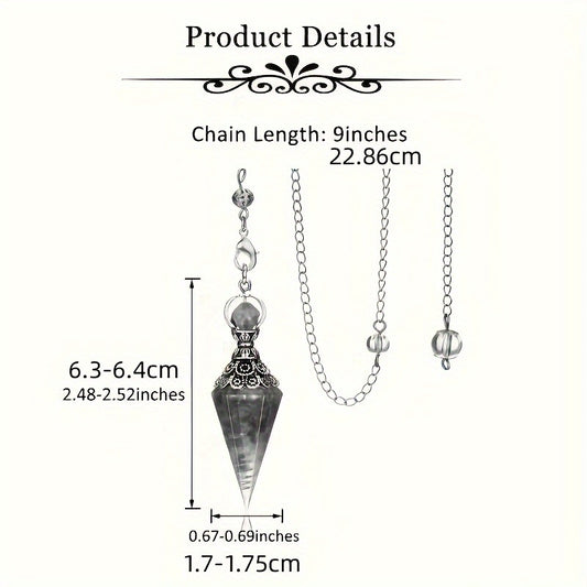1pc Natural Crystal, Amethyst Dowsing Pendulum, 6 Faceted Hexagonal Pointed Cone Resin Pendant For Divination