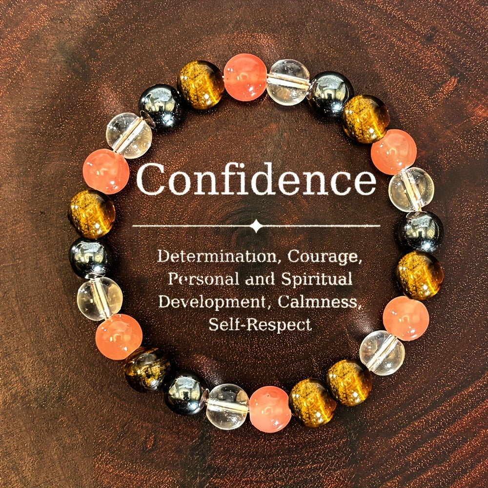 Triple Protection Solar Plexus Chakra Bracelet with Tiger Eye & Hematite Stones for Stress Relief, Confidence, and Balance - Homeopathic Healing Crystal Jewelry for Men and Women - 1PC