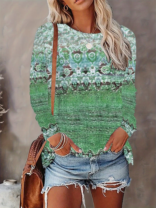 Women'S T-shirt Full Body Print - Comfortable Short Sleeved Round Neck - Perfect Choice for Spring and Autumn Casual Wear