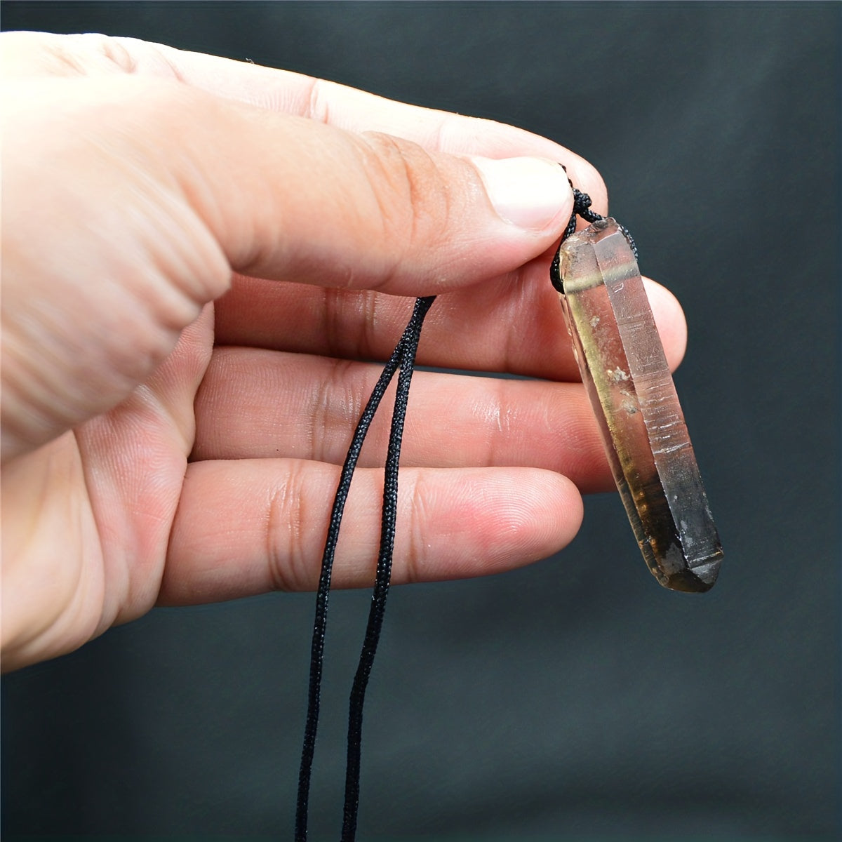 Natural Smoky Quartz Necklace, Crystal Pendant Gem Stone Quartz Pendulum Reiki Chakra Jewelry