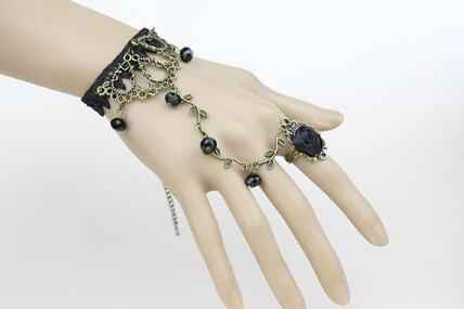 Women's Bracelet Retro Flower Vine Spirit Crystal Lolita Temperament Lace Bracelet With Ring Jewelry - Pedlar's Attic