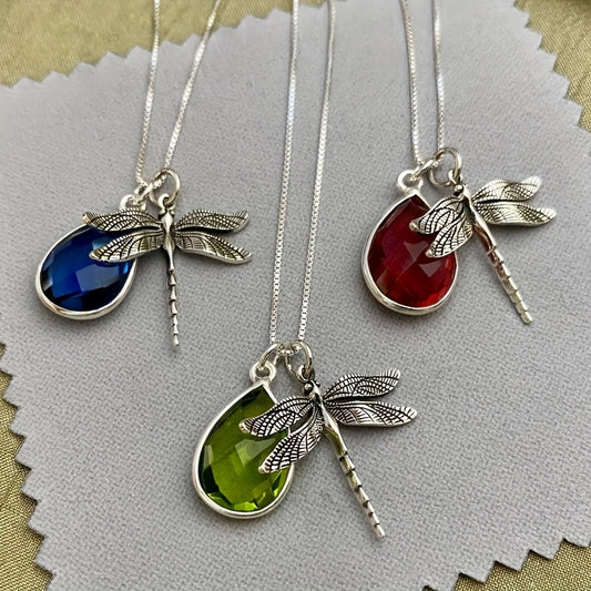 Stunning Dragonfly and Teardrop Zircon Pendant Necklace - Silver Plated Jewelry for a Chic Look