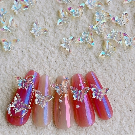 100pcs/set 3D Butterfly Nail Art Charms for Women and Girls - Manicure Decoration Accessories