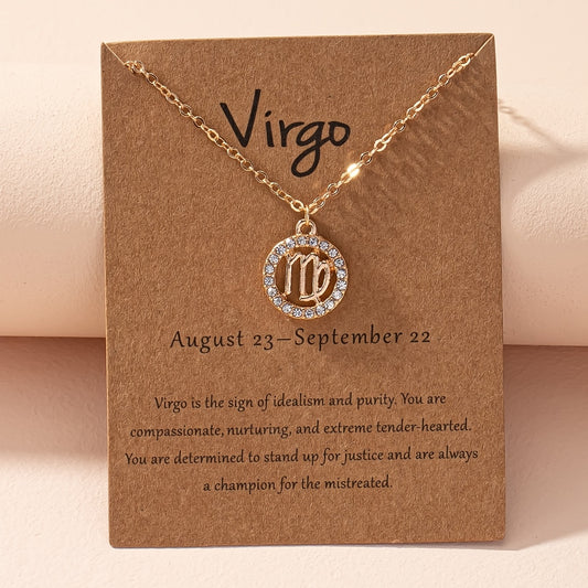 Twelve Zodiac Constellations Pendant Necklace - Elegant Chain, Letter Horoscope, Birthday Blessing Card Included, Unique Astrology Gift for Him/Her, Perfect for Any Occasion