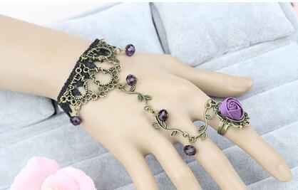 Women's Bracelet Retro Flower Vine Spirit Crystal Lolita Temperament Lace Bracelet With Ring Jewelry - Pedlar's Attic