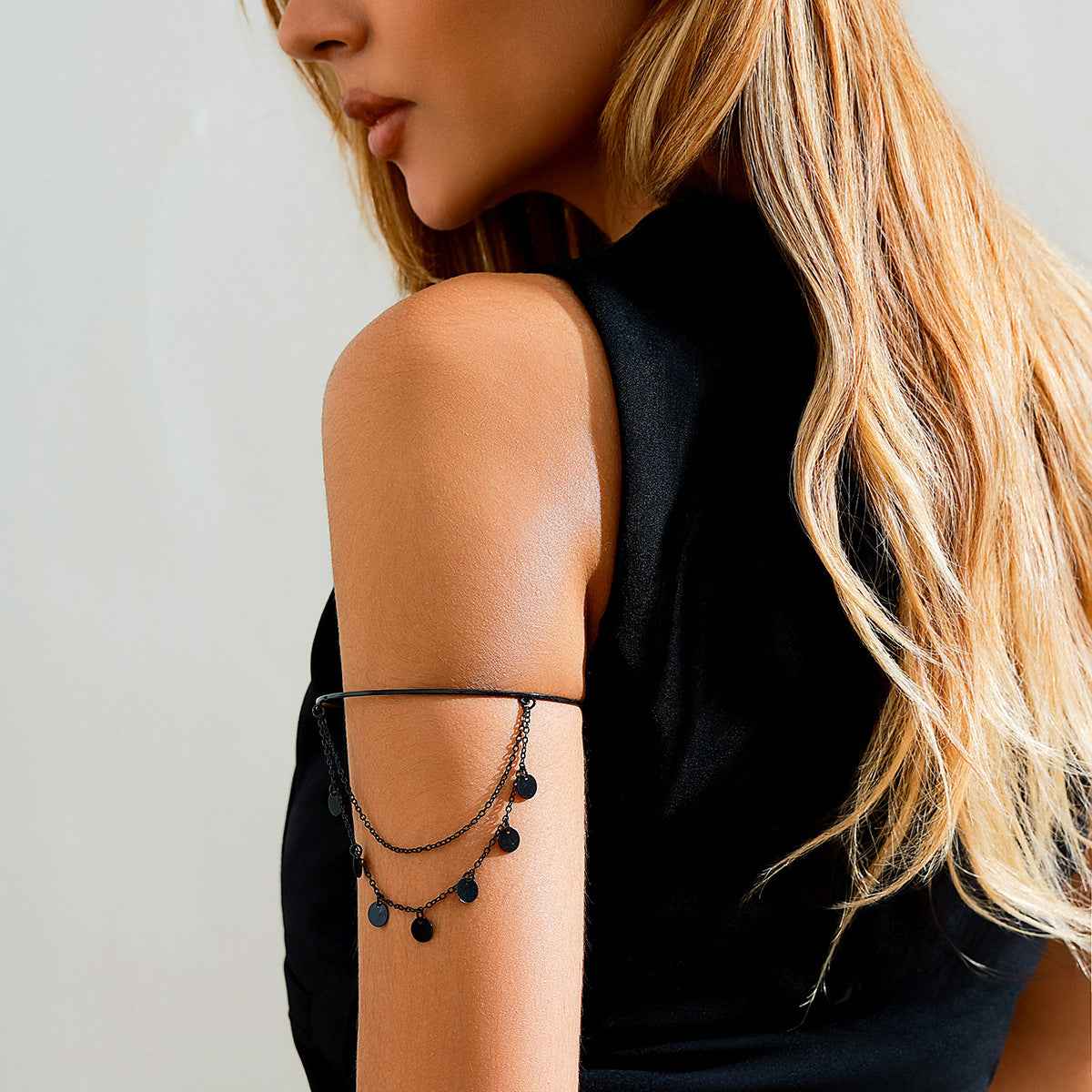 Sweet and Cool Gothic Cross Crystal Chain Multi layer Open Arm Bracelet Hand Ornament Leg Chain - Pedlar's Attic