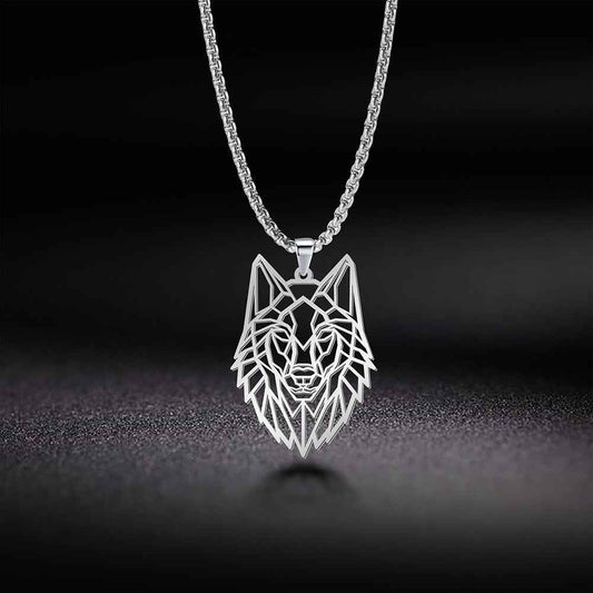 My Shape Wolf Pendant Necklace - 316L Stainless Steel Hollow Cut-Out Forest Animal Jewelry for Men & Women - Pedlar's Attic