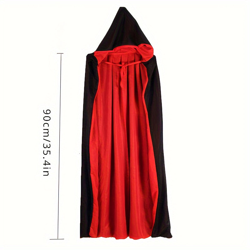 Halloween Double Layers Black & Red Cloak, Hooded & Stand Collar Style Available, Vampire Death Cosplay Cloak, LARP Party Supplies, Stage Performance Accessories