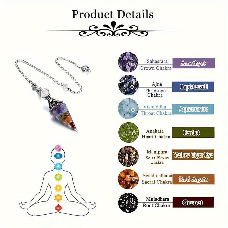 1pc Natural Crystal, Amethyst Dowsing Pendulum, 6 Faceted Hexagonal Pointed Cone Resin Pendant For Divination