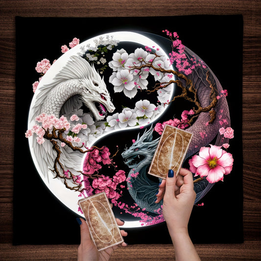 1pc, Chinese Dragon Tarot Card Tablecloth Tapestry Black Moon Starry Sky Dragons Tarot Tablecloth For Spread Tarot Reading Cloth Wall Decoration Home Room Decor