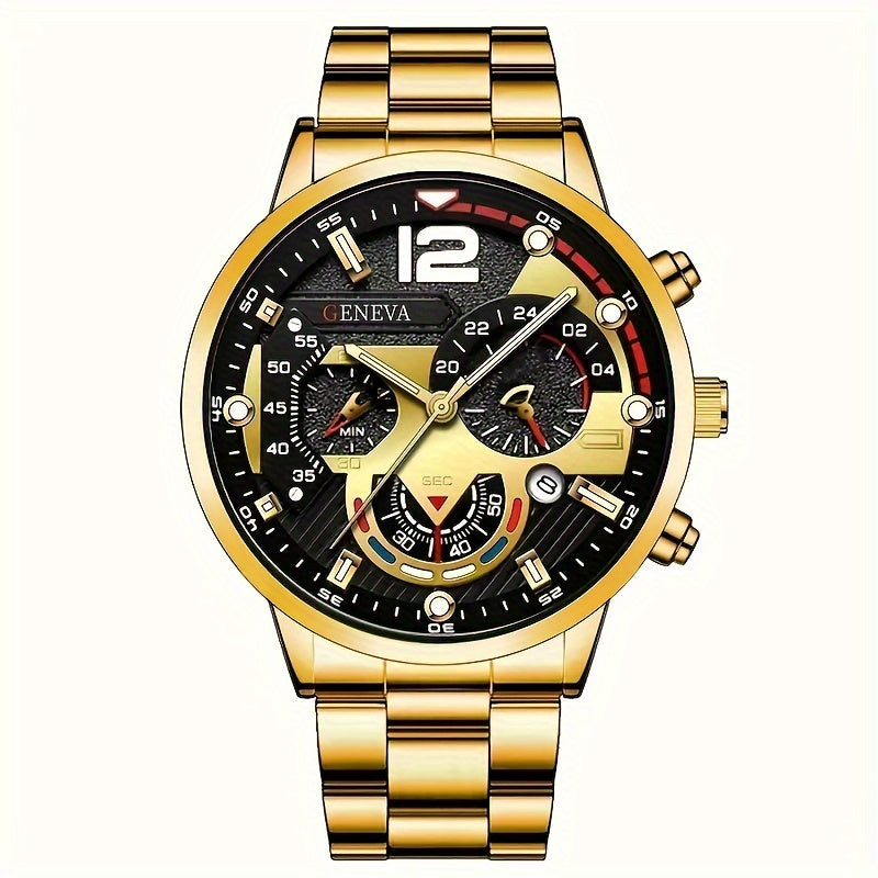 Stylish Mens Stainless Steel Watch - Daily Calendar, Timeless Classic Design - Perfect Gift for Fashion-Conscious Gentlemen