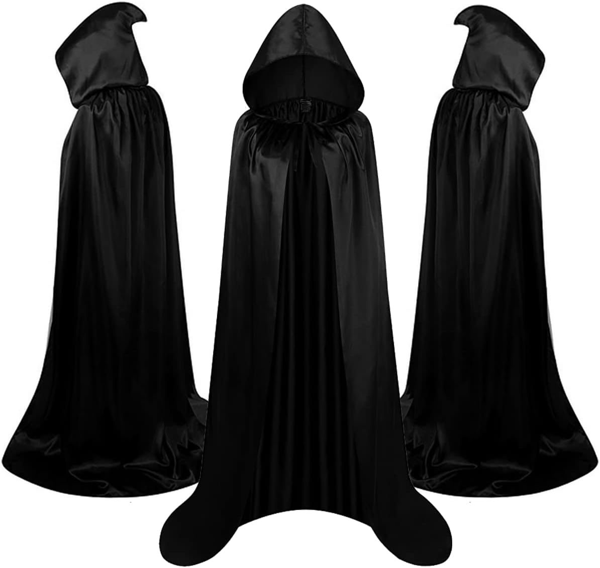 1pc Black Hooded Cloak - Witch Cosplay Accessories, Costumes Masquerade, Family Celebration Decor - Polyester - For Halloween, Cosplay, Parties - Perfect Gift for Costume Lovers & Halloween Enthusiasts