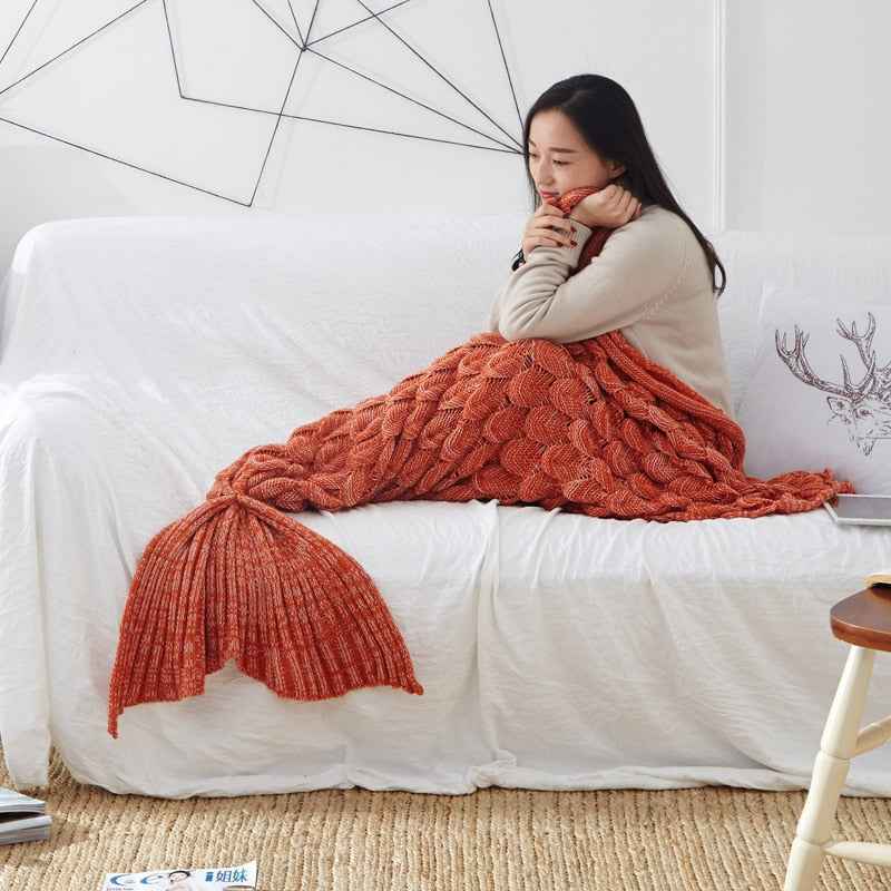 Mermaid Blanket Blankets Knitting Fish Tail Blanket Sofa Cover Birthday Gifts For Girls - Pedlar's Attic