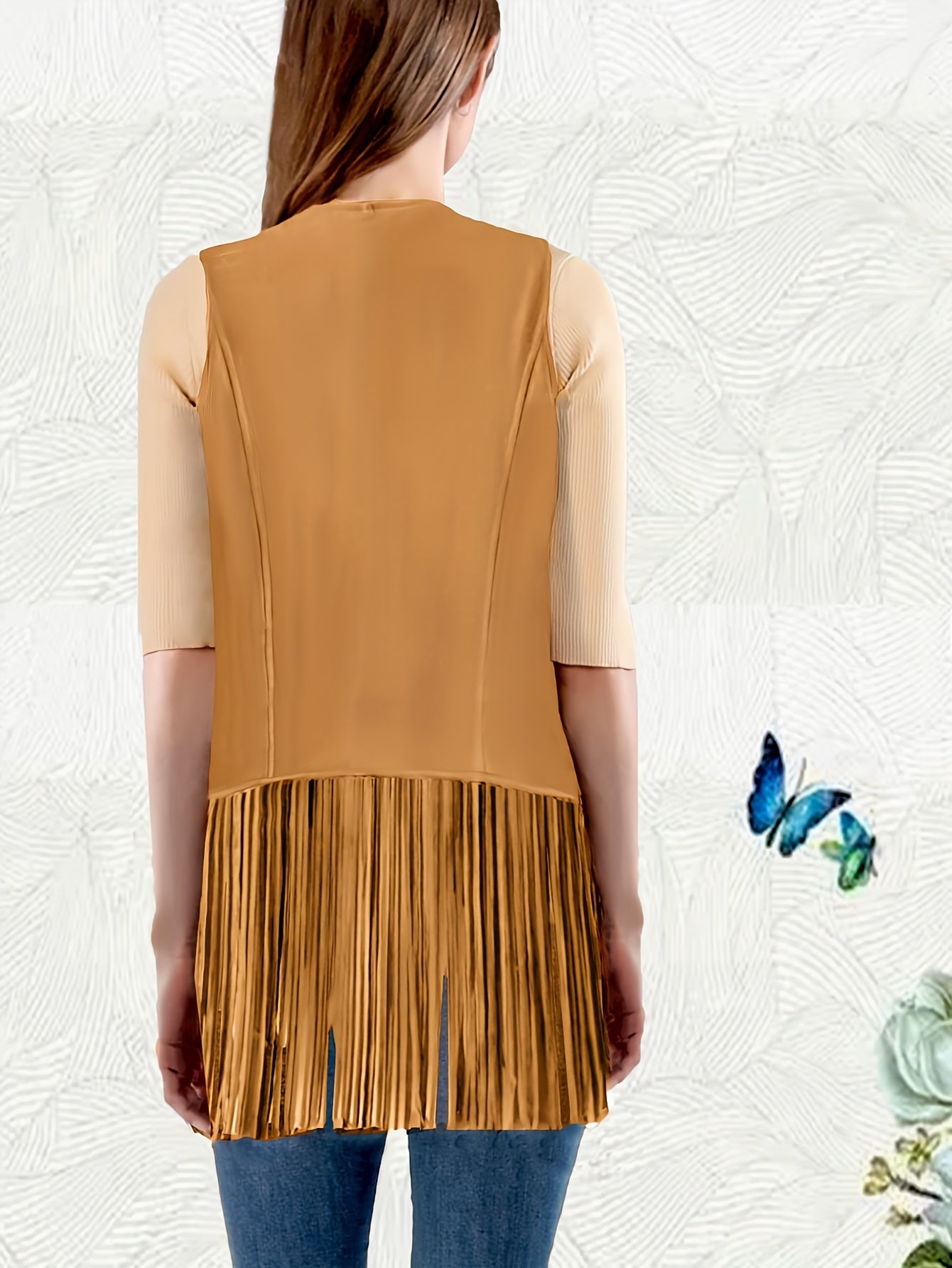 Bohemian Chic Fringe Hem Jacket - Flowy Open Front & Sleeveless - Perfect for Spring & Summer - Womens Boho Clothing Staple