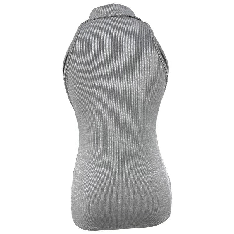 Sexy Ribbed Half Zip Up Tank Top - Sleeveless Summer Essential with Comfortable Fit, Breathable Fabric, and Flattering Design - Women's Clothing for Warm Weather