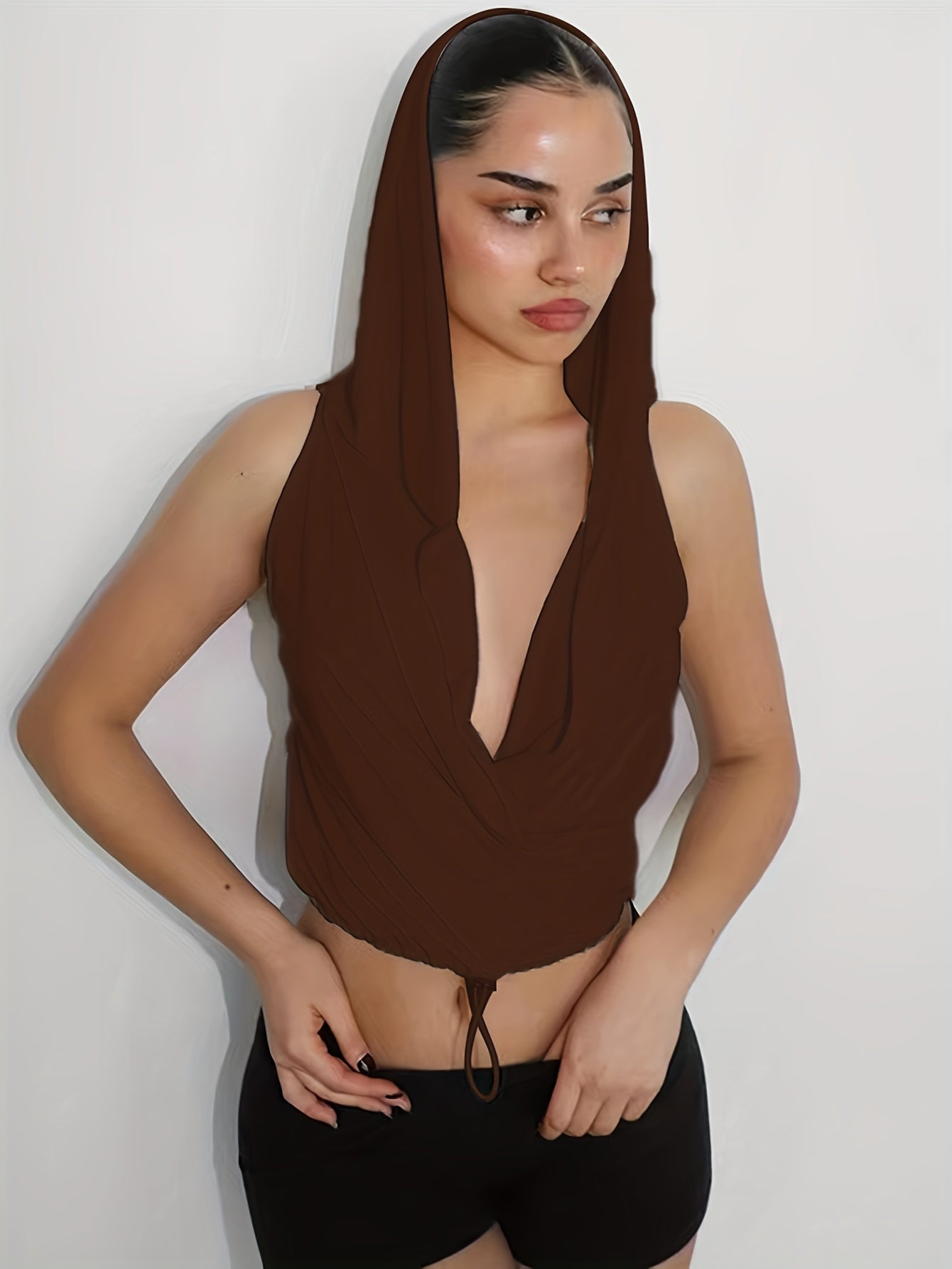 Chic Sleeveless Hooded Crop Top - Fashionable Solid Casual Wear - Perfect for Womens Everyday Style