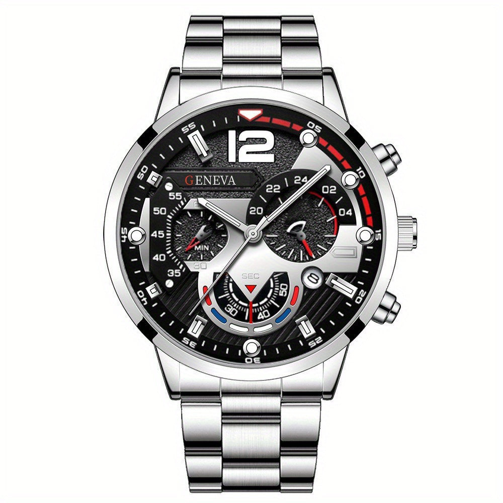 Stylish Mens Stainless Steel Watch - Daily Calendar, Timeless Classic Design - Perfect Gift for Fashion-Conscious Gentlemen