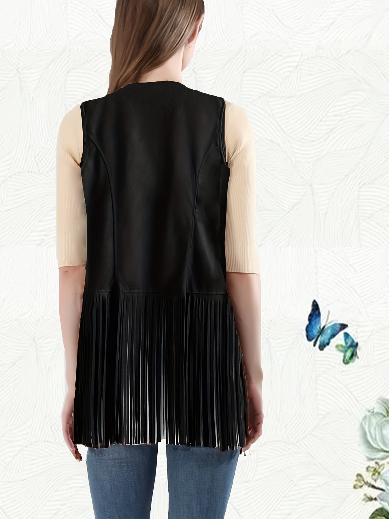 Bohemian Chic Fringe Hem Jacket - Flowy Open Front & Sleeveless - Perfect for Spring & Summer - Womens Boho Clothing Staple