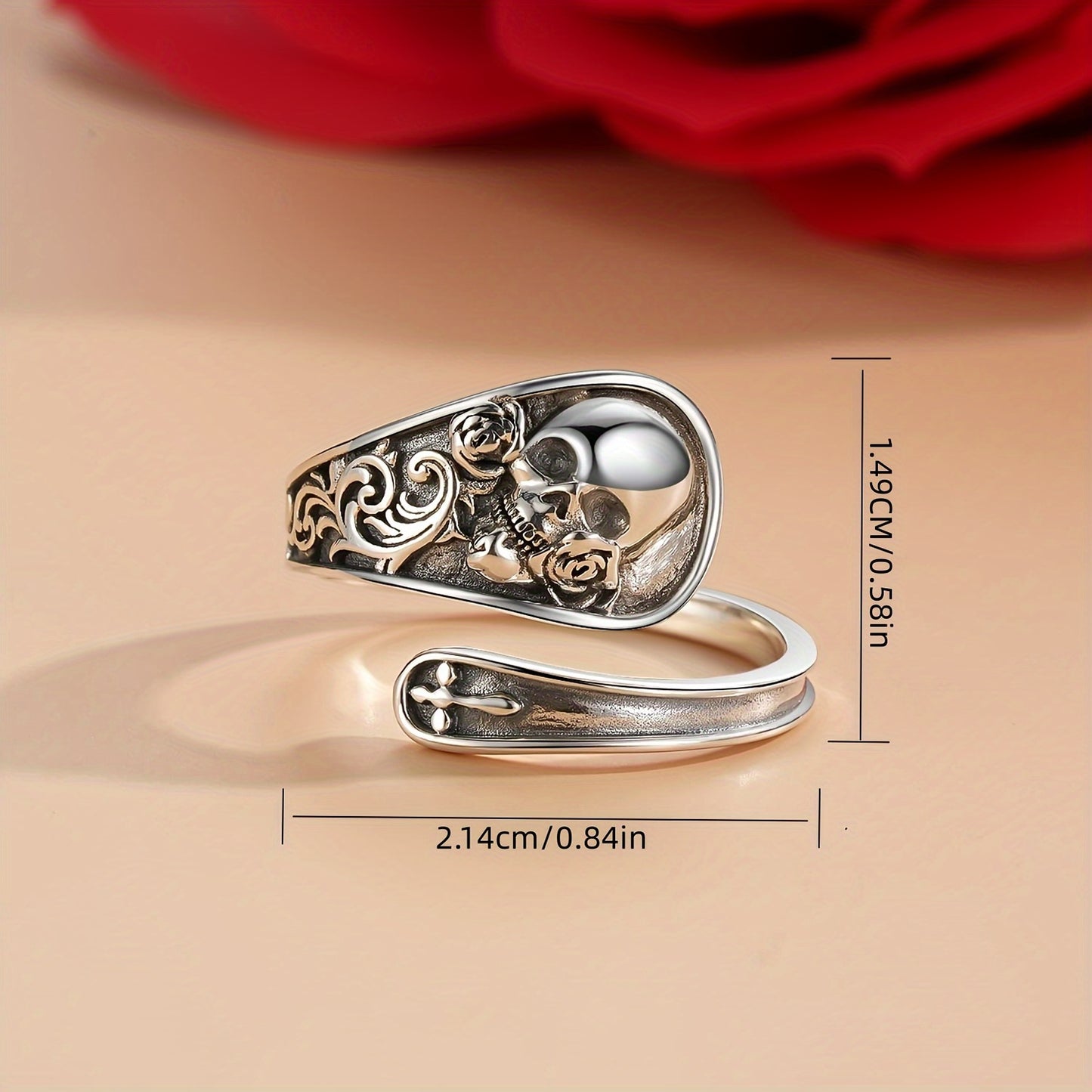 Men's & Women's Gothic Skull Spoon Ring – No Plating, Punk Fashion Statement, Perfect for Parties & Everyday Wear
