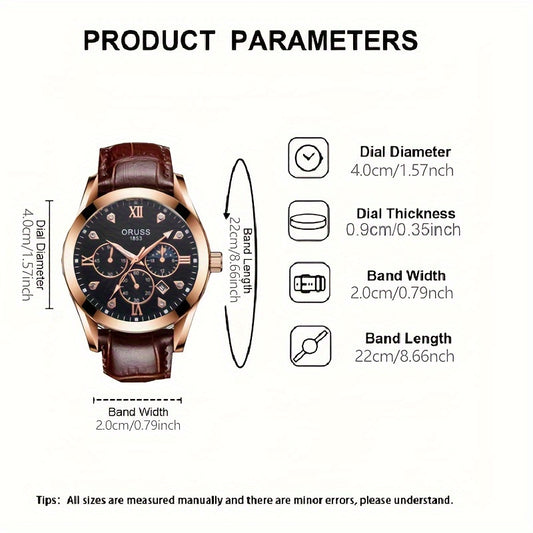 Mens Round Quartz Watch - Funky PU Leather Strap, Non-Waterproof, Electronic Pointer Display, Alloy Case, Ideal Gift for College Gentleman