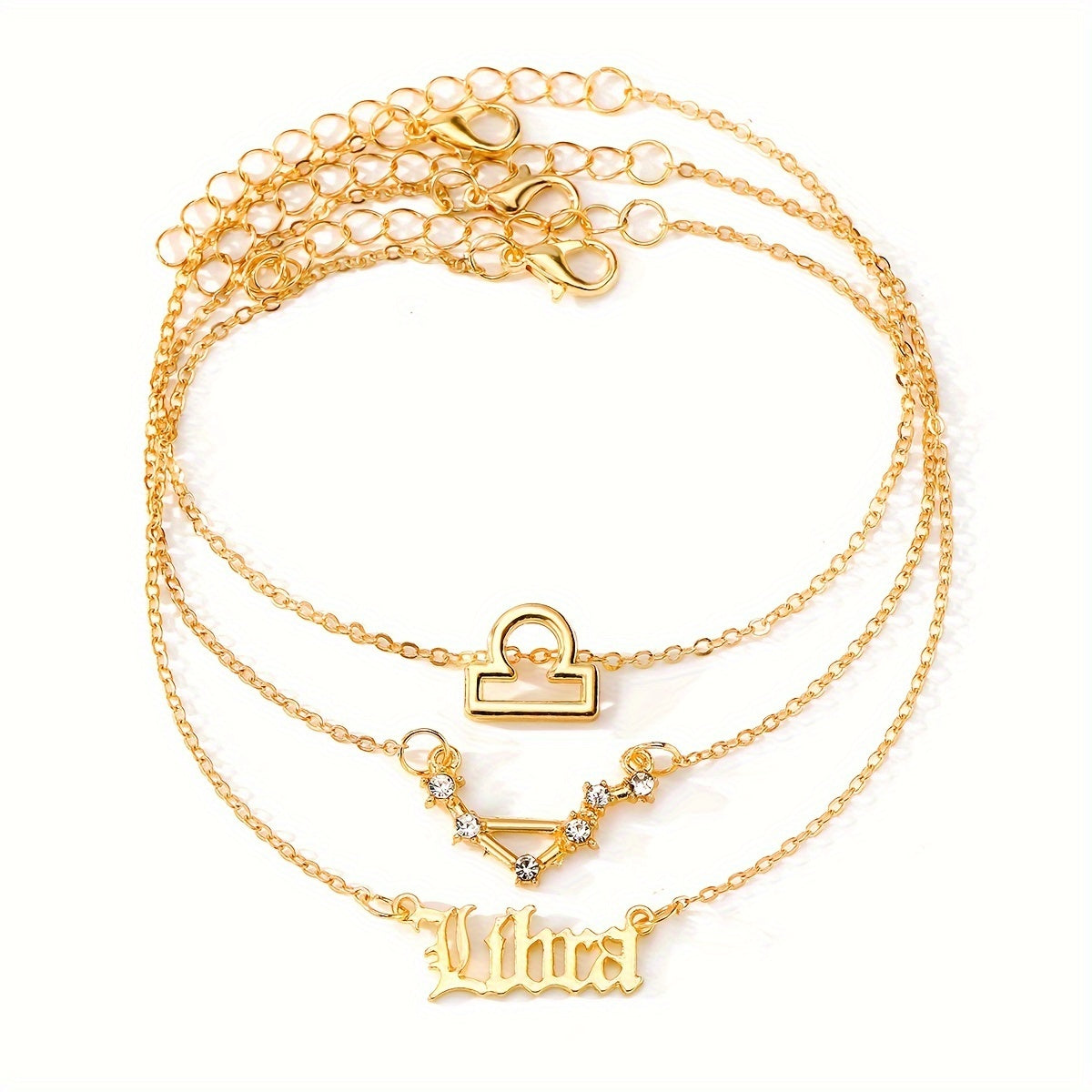 3 Pieces/ Set Golden Zodiac Anklets Set, Bohemian Elegant Ladies Multi-Piece Chain, Fashion Astrological Sign Charms For Women
