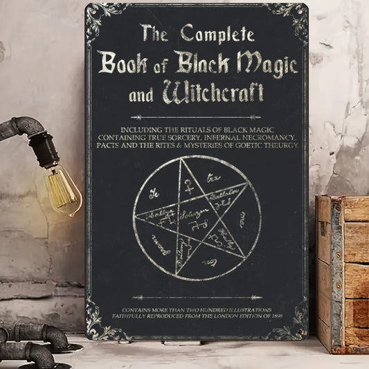 1pc, The Complete Book Of Black Magic And Witchcraft, Metal Tin Sign (8 "x12" 20cm *30cm) Metal Tin Sign Vintage, Metal Tin Sign For Room, Signs Funny Vintage Outside, Tin Signs For Outdoors, Signs For Home Decor, Signs, Bar