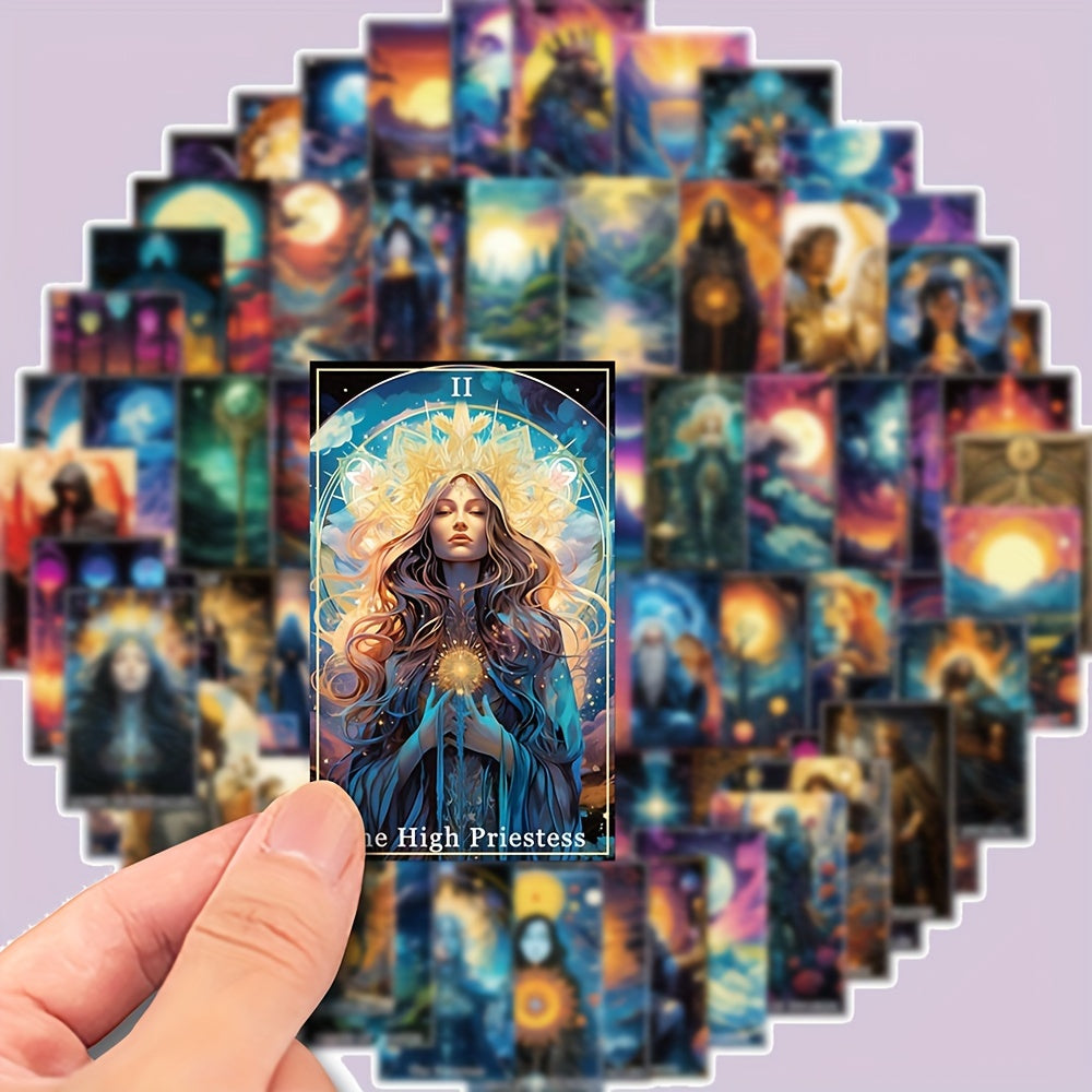 78pcs Fantasy Tarot Aesthetic Stickers, Graffiti Decoration Stickers, Waterproof Vinyl Stickers, For Water Bottle Car Cup Computer Guitar Bike Motorcycle Skateboard Helmet Luggage Diary, DIY Scrapbook Materials, Aesthetic Sti