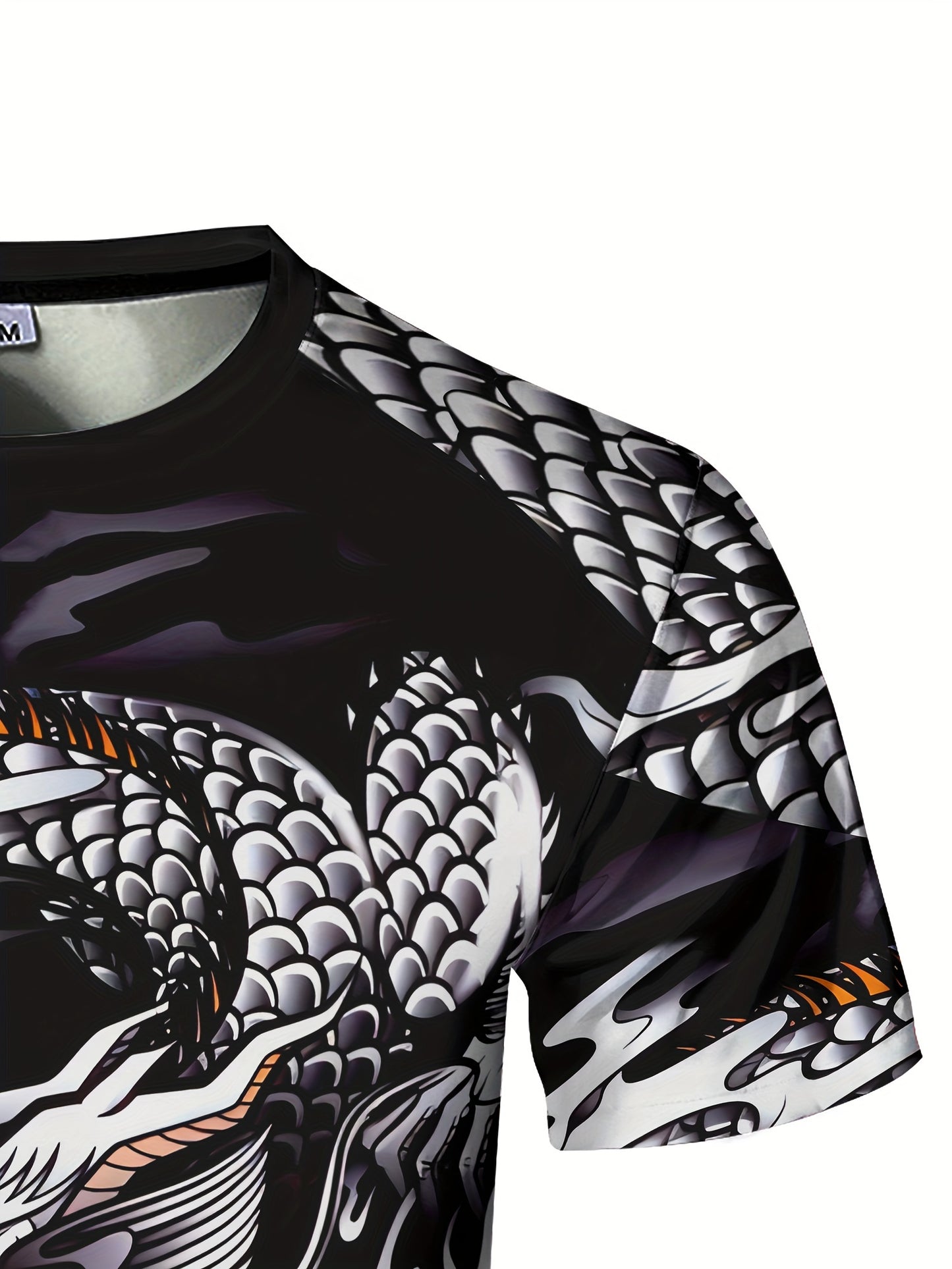 Men's Dragon Fit T-Shirt - Breathable Compression Shirt for Running, Shaping, Cycling - Comfy Muscle Tee with Athletic Print for Active Men