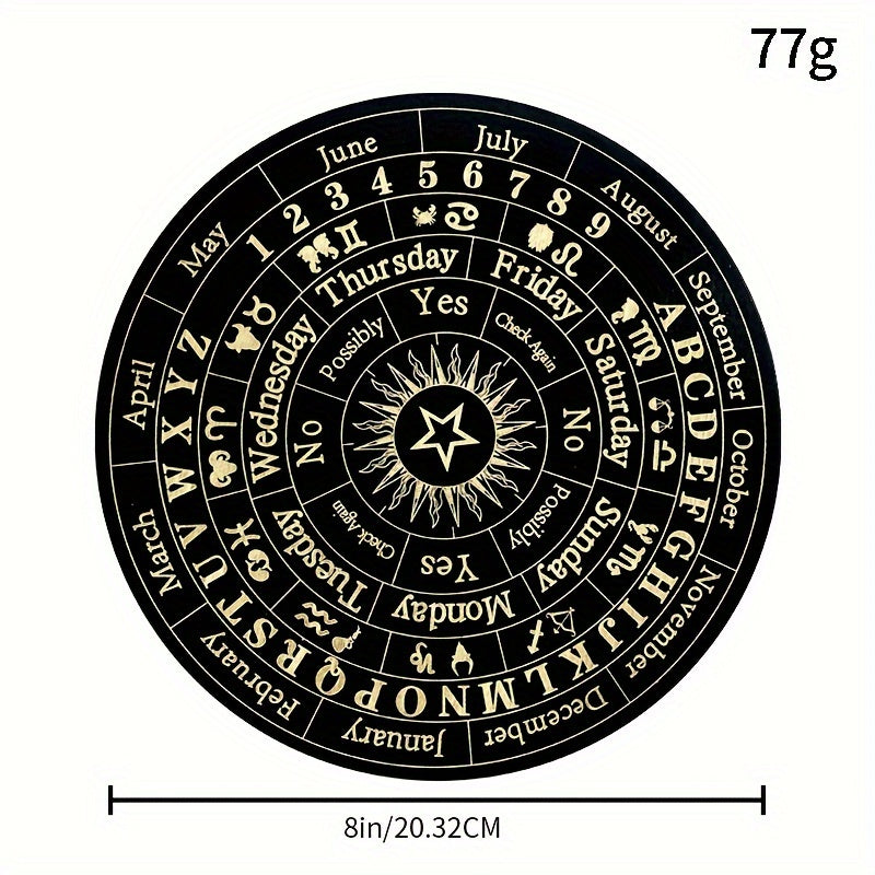 1pc Wooden Round Crafts Star Pendulum Board Divination Supernatural Information Board Wooden Divination Board With Crystal Pendant Pendulum Stone Used For Witchcraft Altar Supplies