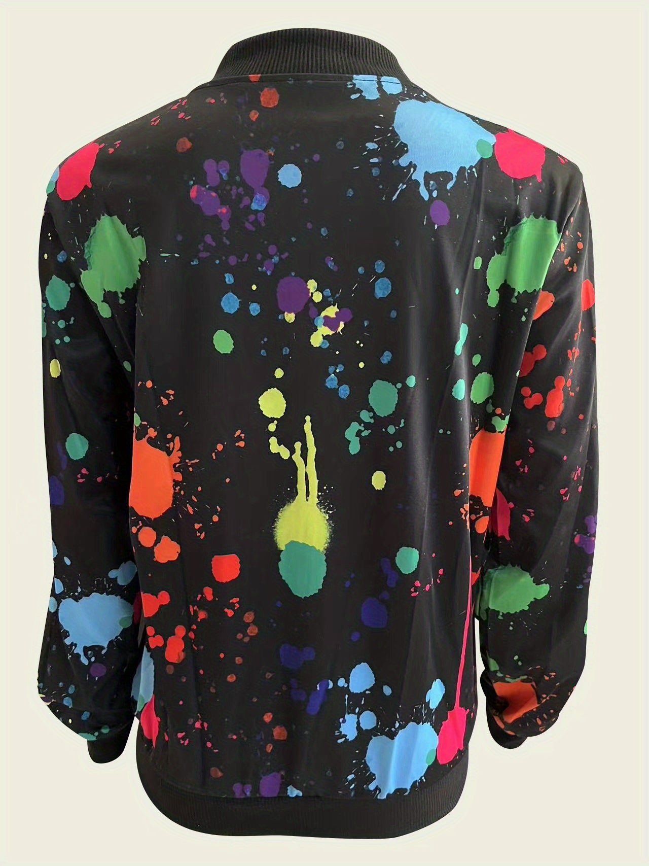 Graphic Print Zipper Jacket, Casual Baseball Neck Long Sleeve Outerwear, Women's Clothing