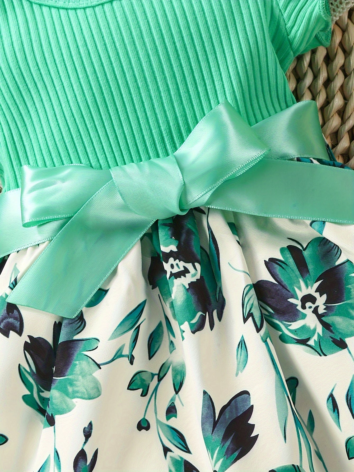 Baby Girls Cute Butterfly Graphic Print Ruffled Sleeve Belted Dress, Kids Summer Comfortable Clothes