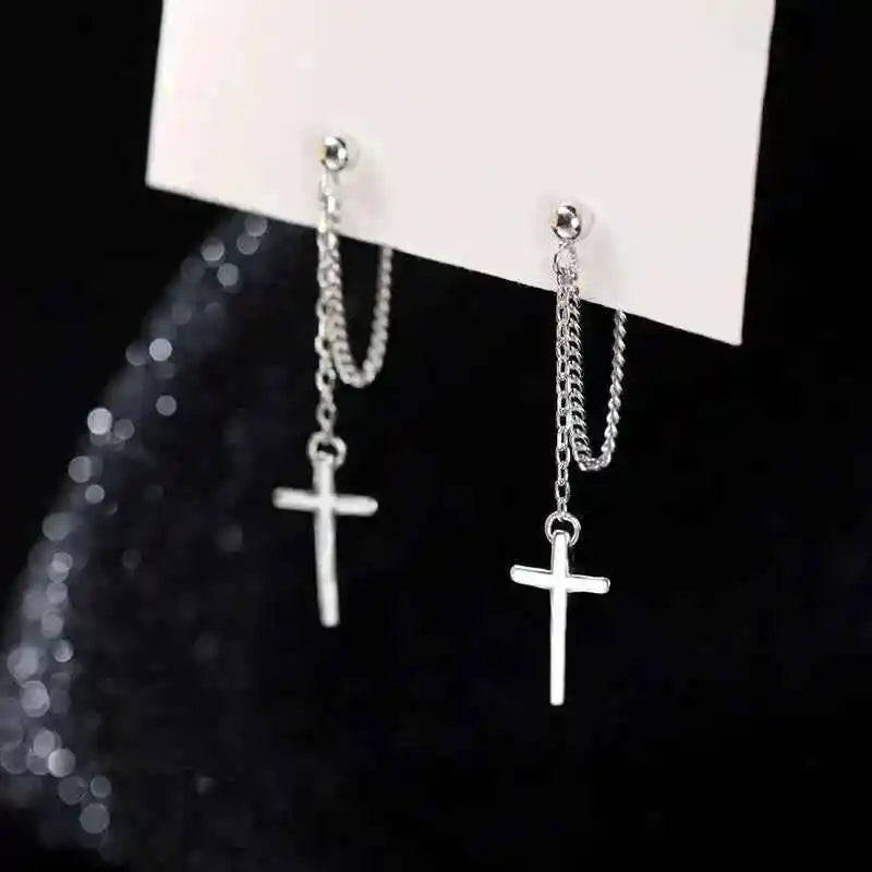 Cross Drop Earrings - Long Tassel Design for Bold Style - Pedlar's Attic