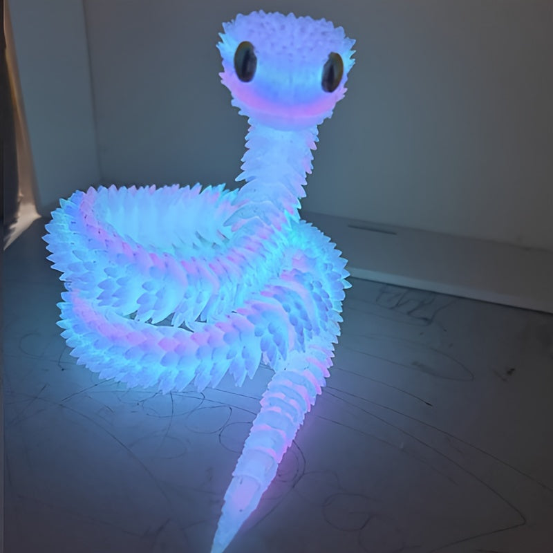 Movable Joint 3D Printed Snake Toy - Home Office Executive Desk Decor, Night Light Rainbow Gift For Friends