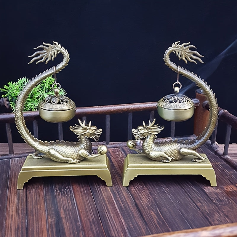1pc Golden Dragon Incense Burner, Feng Shui Decor, Meditation Zen Sit Yoga Relax Outdoor Spa Crafts, Home Decor, Room Decoration, Gift, Mother'S Day Spring Present, Tea Room Accessories, Prayer Room Ornament, Handmade Art
