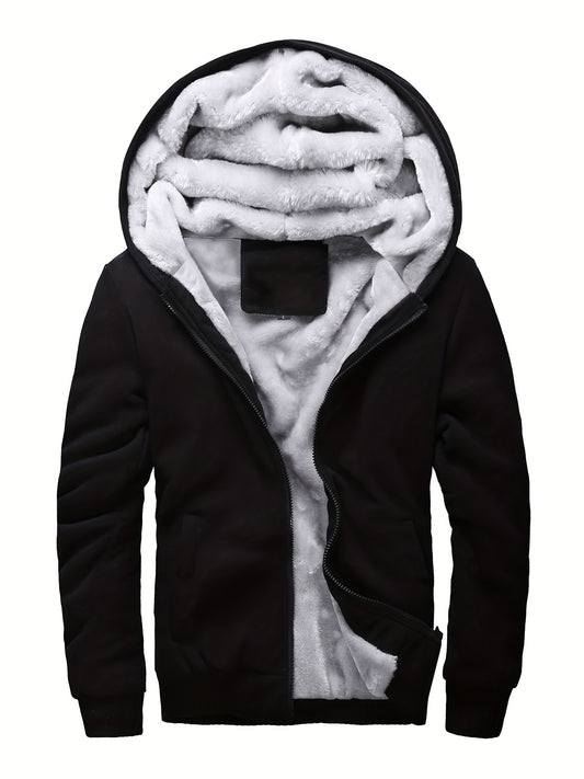 Men's Warm Fleece Hooded Winter Jacket - Cozy & Insulated - Soft Fleece Lining - For Cold Weather - Perfect Gift for Winter Sports Enthusiasts