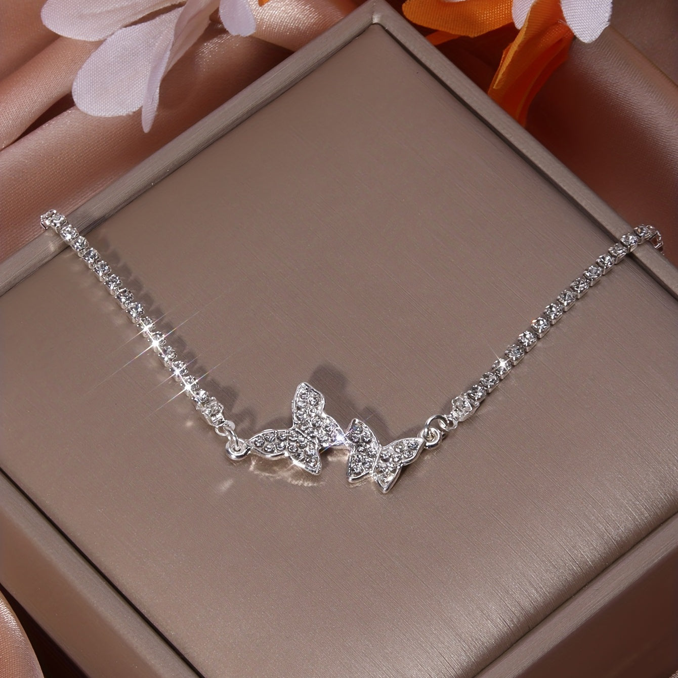 Butterfly Anklet With Full Rhinestones, 1 Piece
