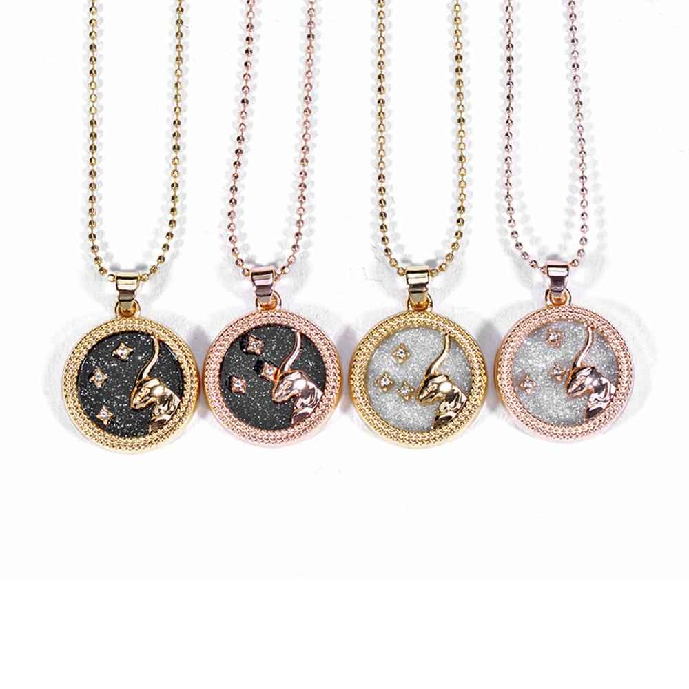 Fashion 12 Constellation Necklaces For Women Men Gold Chain Zodiac Sign Round Pendant Necklace Couple Jewelry Birthday Gift - Pedlar's Attic