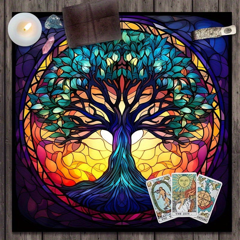 Tree Of Life Tarot Tablecloth - Colorful Altar Cloth For Divination, Witchcraft & Astrology | Polyester Oracle Card Mat Cover
