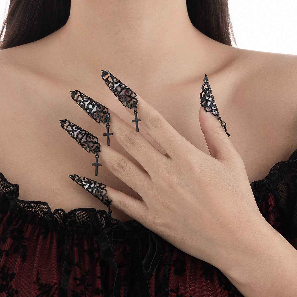 Dark Wind Cross Iron Chain Waist Chain Multi layer Versatile Tassel Crystal Body Chain Female - Pedlar's Attic