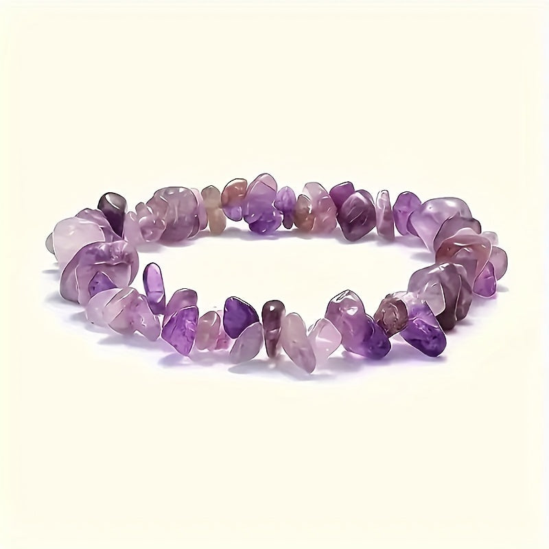 Healing Crystal Amethyst Necklace and Bracelet Set - Natural Gemstone Energy Jewelry for Men and Women - Perfect Gift for Couples - 2pcs/Set