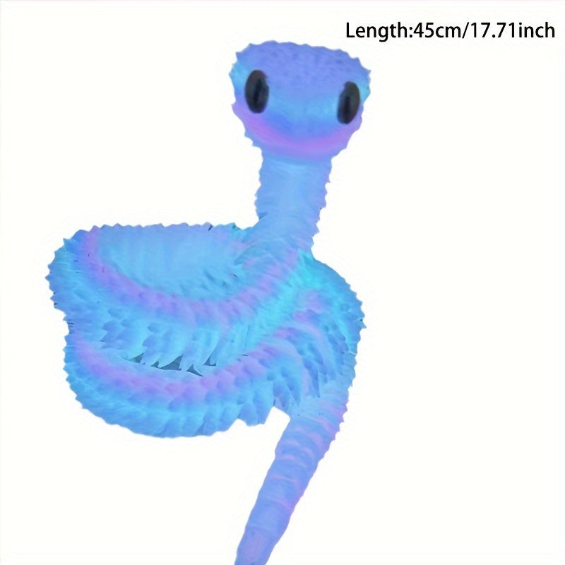 Movable Joint 3D Printed Snake Toy - Home Office Executive Desk Decor, Night Light Rainbow Gift For Friends