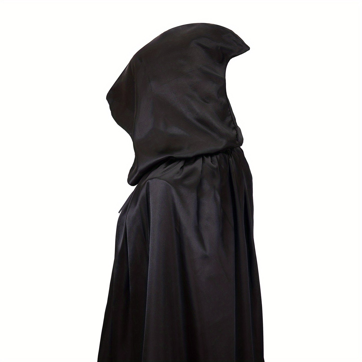 1pc Black Hooded Cloak - Witch Cosplay Accessories, Costumes Masquerade, Family Celebration Decor - Polyester - For Halloween, Cosplay, Parties - Perfect Gift for Costume Lovers & Halloween Enthusiasts