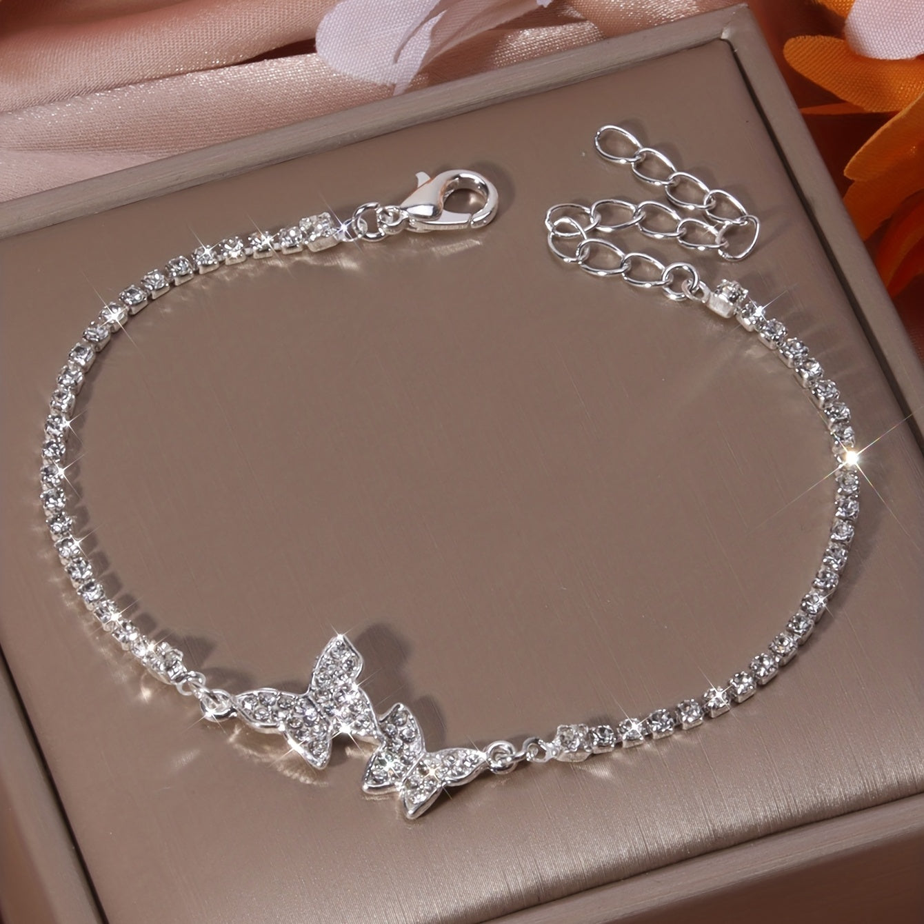 Butterfly Anklet With Full Rhinestones, 1 Piece