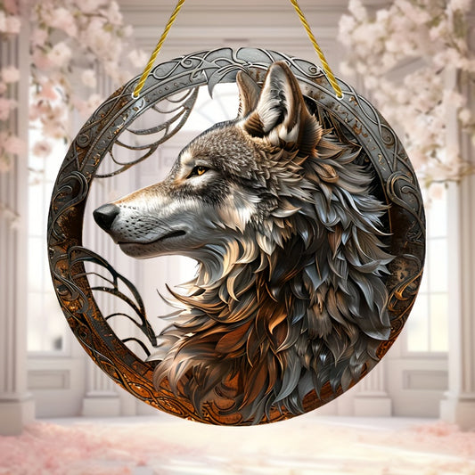 "Mesmerizing Wolf" 5.9" Wolf Suncatcher - Acrylic Wall & Window Decor, Perfect For Bedroom And Living Room