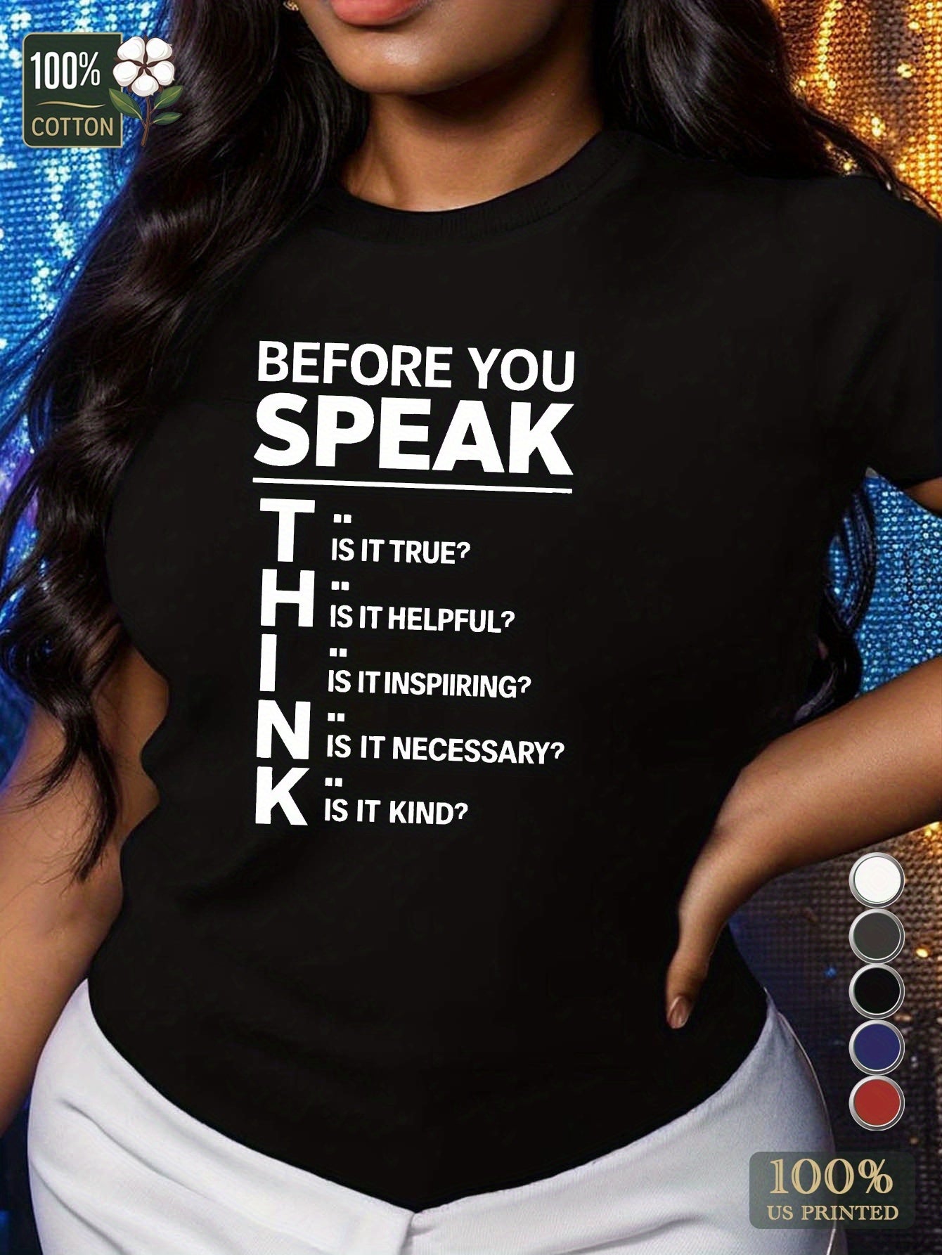 Fashionable Women's T-shirt - Comfortable, Loose And Round Neck, Suitable for All Seasons, Elegant And Casual Top, Local Delivery, A Must-have Summer Pure Cotton Party Style. Simple Women's T-shirt, Comfortable Style, Printed